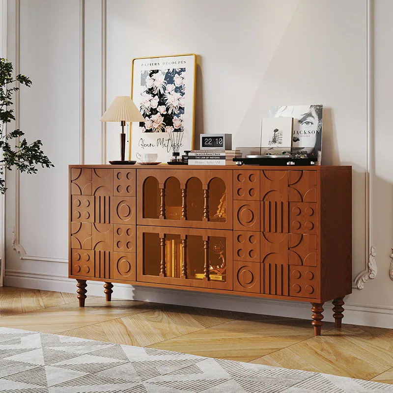 American Retro Solid Wood Porch Cabinet Entry French Medieval Style Dining Side Living Room Partition Closed The Wall