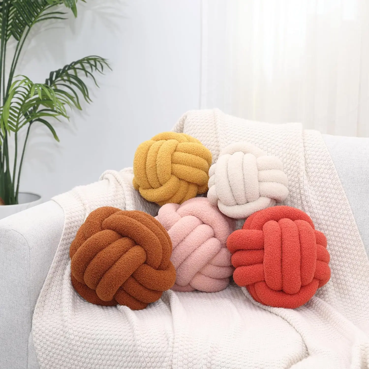 Handgefertigtes Knoten-Kissen - Rundes Niedliches Plüschkissen Ästhetisches Haustier-Spielzeug Dekoratives Geschenk Weiche Knoten-Kissen für Wohnzimmer
