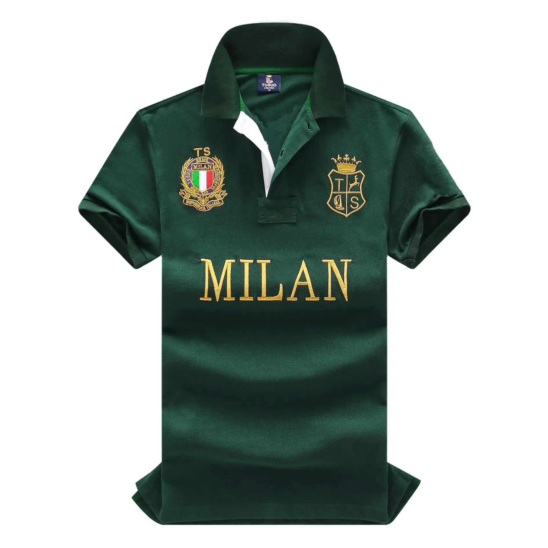 2024 New Summer Italy Men\'s Polo Shirt Green Plus EU Size 7XL Short Sleeve MILAN Embroidery Casual Sports Collar T Shirt for Man