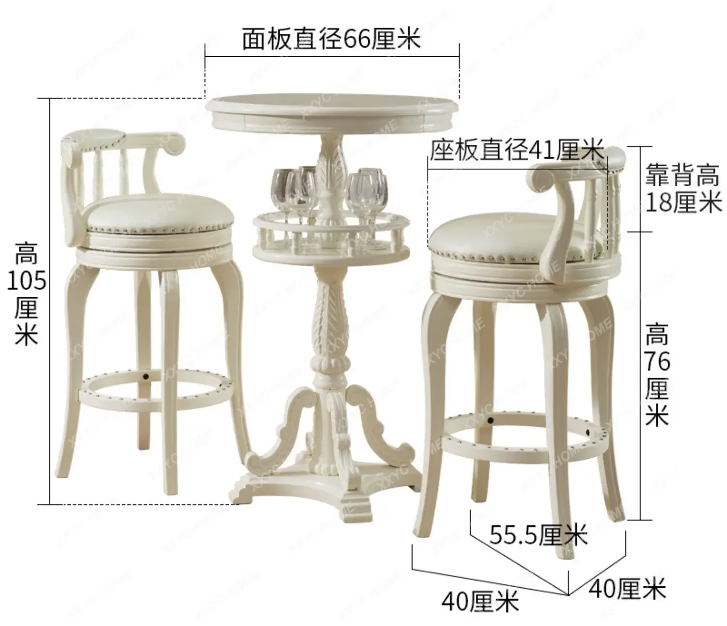 HMJ  solid wood   carved bar table household solid wood stool chair   high-end fashion