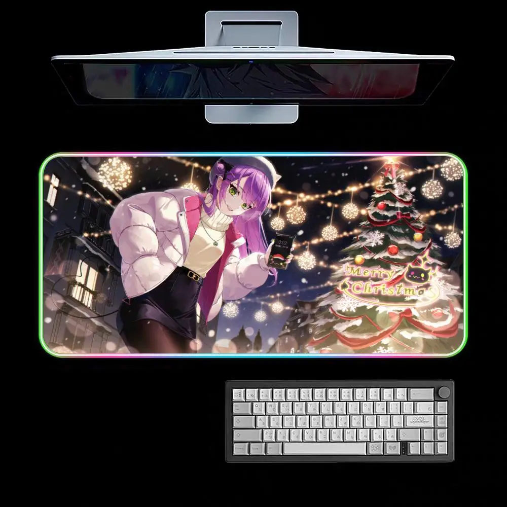 Merry-christmas Mouse Pad RGB Gaming Mouse Pad Desk Mat HD Gamer Large LED Light XXL MousePads