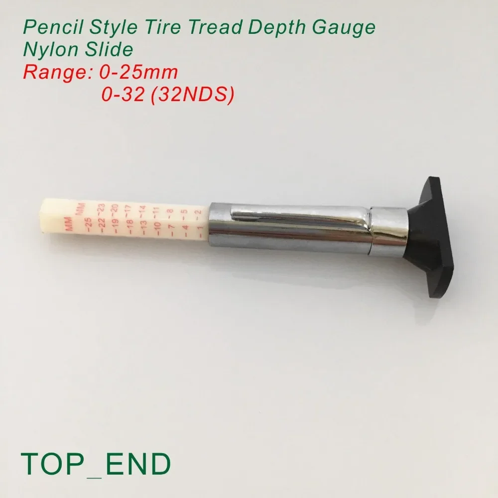 3pcs/lot,Pencil Style Tire Tread Depth Gauge,Nylon Slide,0-25mm,0-32 (32NDS)