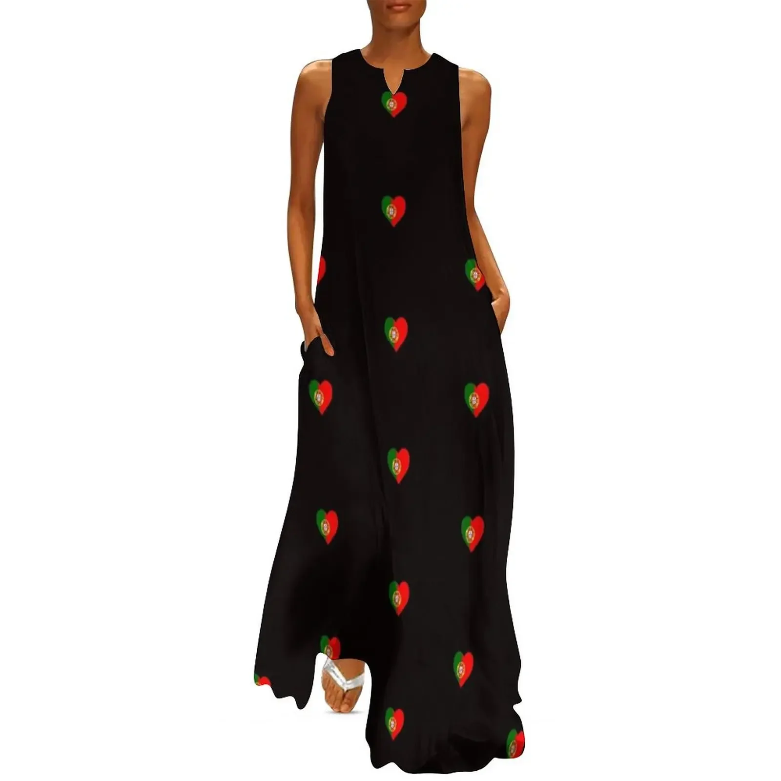 

Portuguese Flag Heart Long Dress Clothing female bandage dress women evening dress