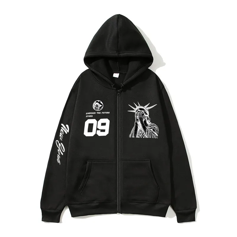 Novo outono e inverno y2k harajuku masculino retro roupas esportivas padrão impresso feminino zíper hoodie retro gótico casaco casual