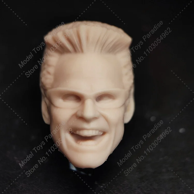 Unpainted 1/12 Man Soldier Riddler Head Sculpt Super Villain Jim Carrey White Model Head Fit 6inch ML SHF Action Figure Body