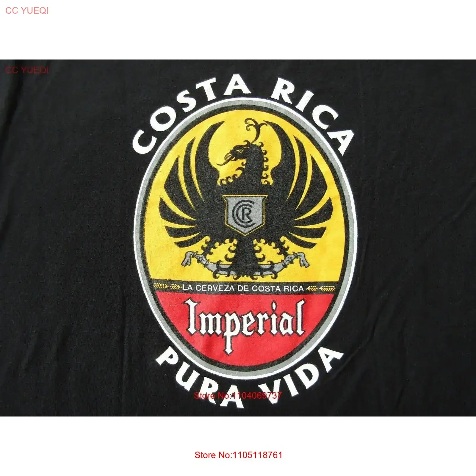 IMPERIAL Cerveza COSTA RICA PURA VIDA cerveza negra camiseta de manga corta hombres M NWOT vintage lavado homme gráfico ligeramente de moda