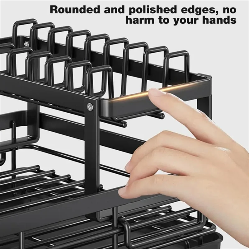 

KB-Cutlery Storage Rack, Stainless Steel Cutlery Drying Rack, Adjustable Kitchen Plate Storage Rack With Drainboard