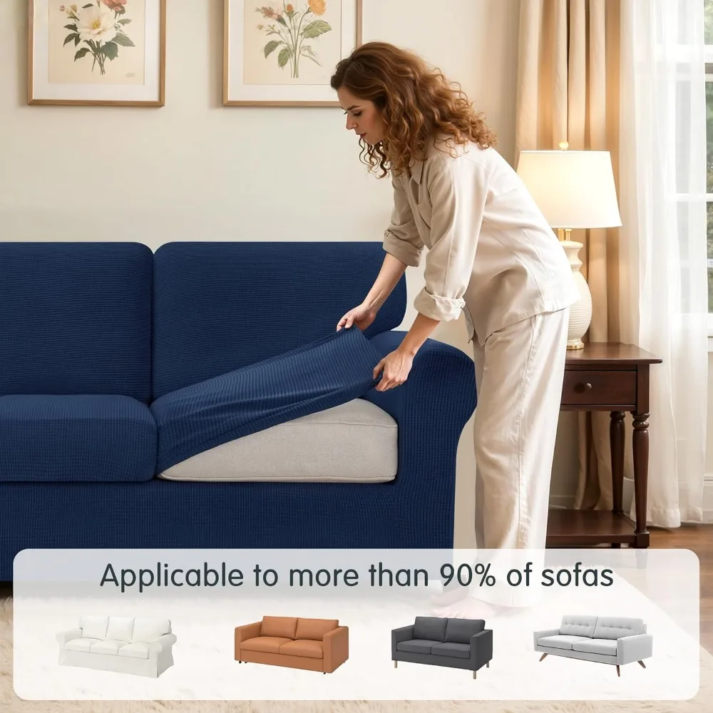 طقم أغطية أريكة قابلة للتمدد مكون من 7 قطع غطاء أريكة ومسند الظهر ووسادة حامية للأثاث للأرائك المحشوة #4