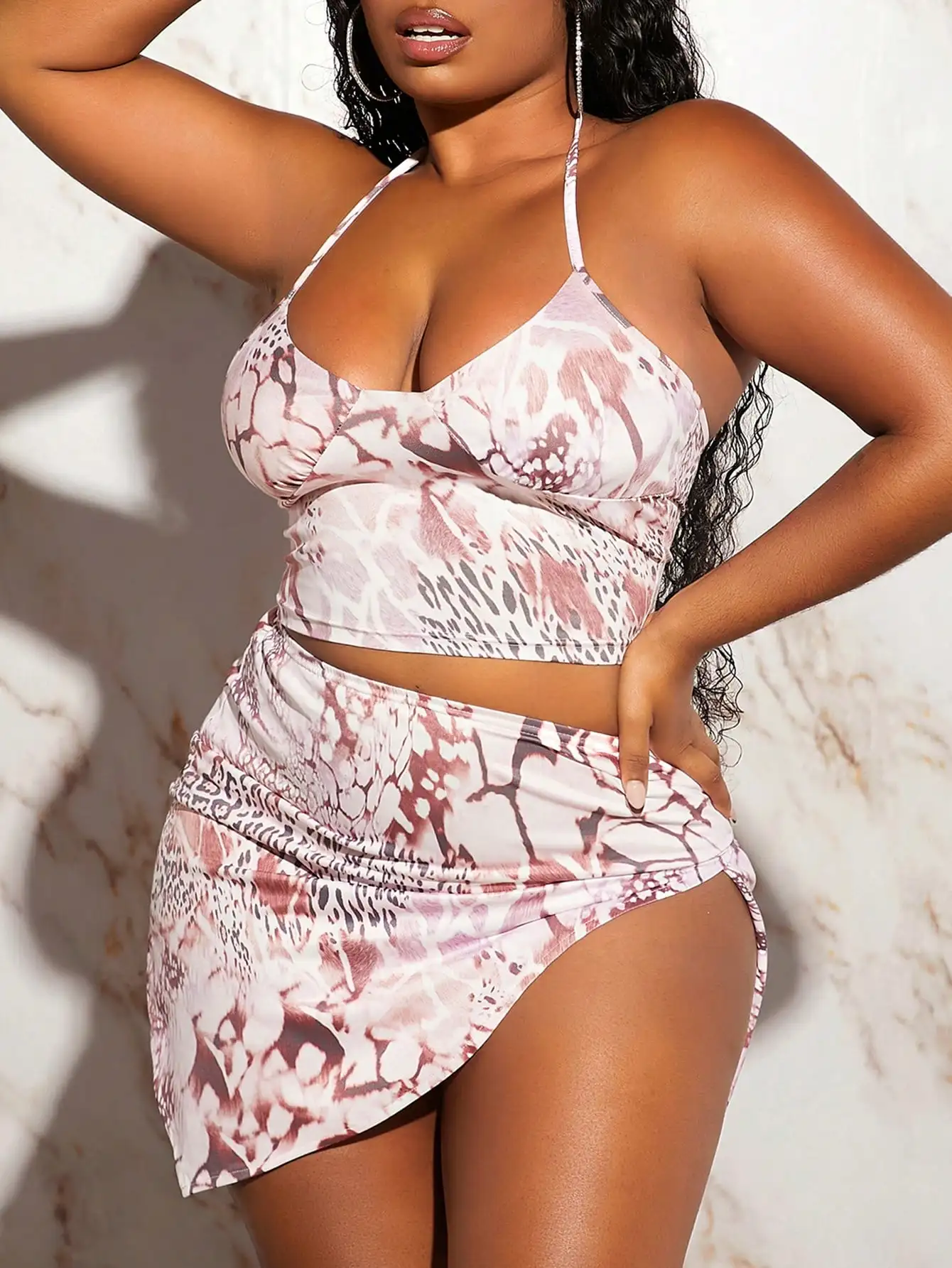 

Women's Beach-Print Spaghetti-Strap Mini Dress Set