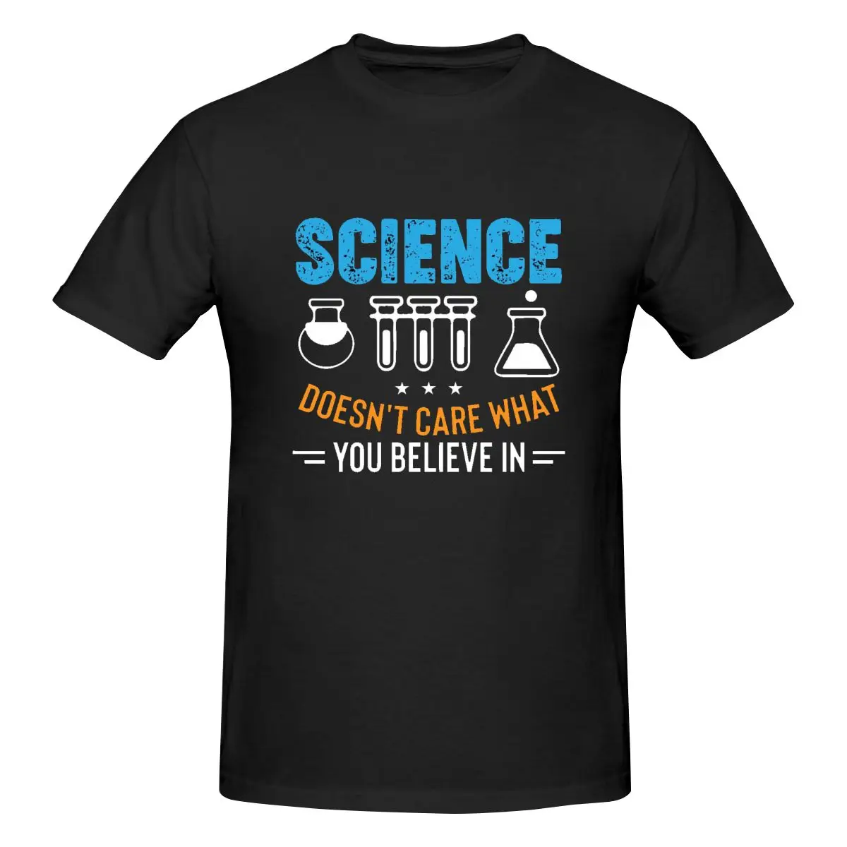 Mens Science Doesn't Care What You Believe In T-Shirt Regular Fit 100% Cotton Short Sleeve T Shirt Crew Neck Casual Tshirt Tee