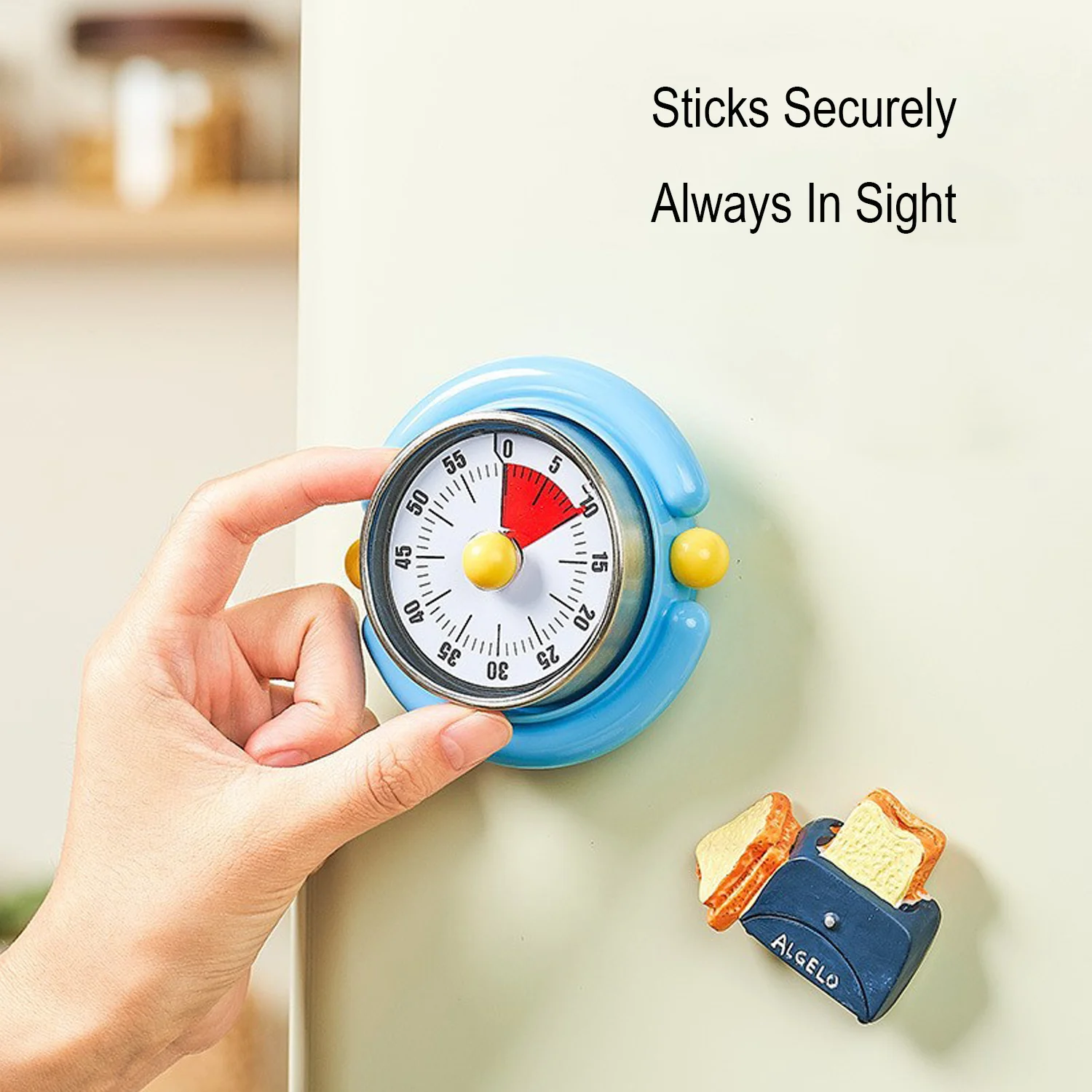Cute Magnetic Mechanical Visual Timer Kitchen Timer for Cooking No Batteries Required 60-Minute Countdown Clock Loud Alarm