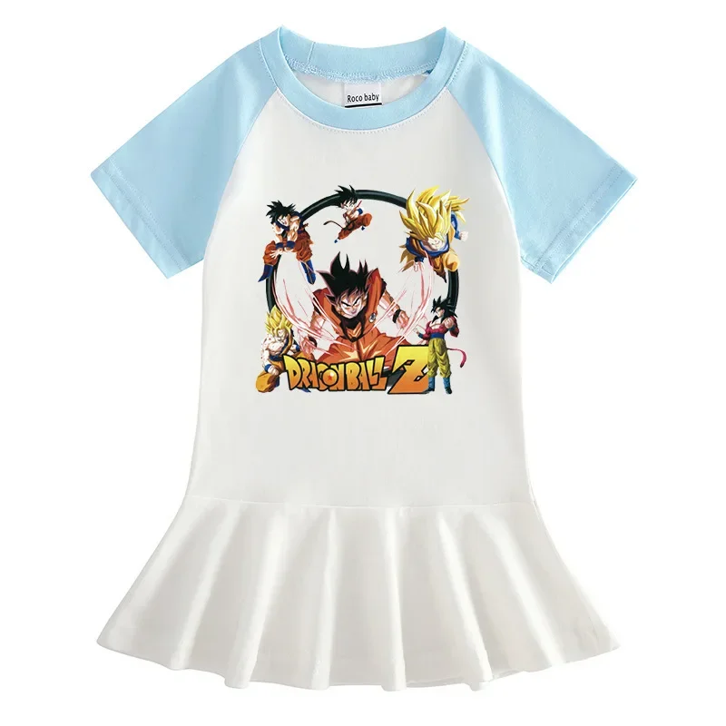 

Dragon Ball Solid Color Children's Clothing Cartoon Half-sleeved Girls' Dress Cartoon Thin Baby Foreign Style Pleated Skirt