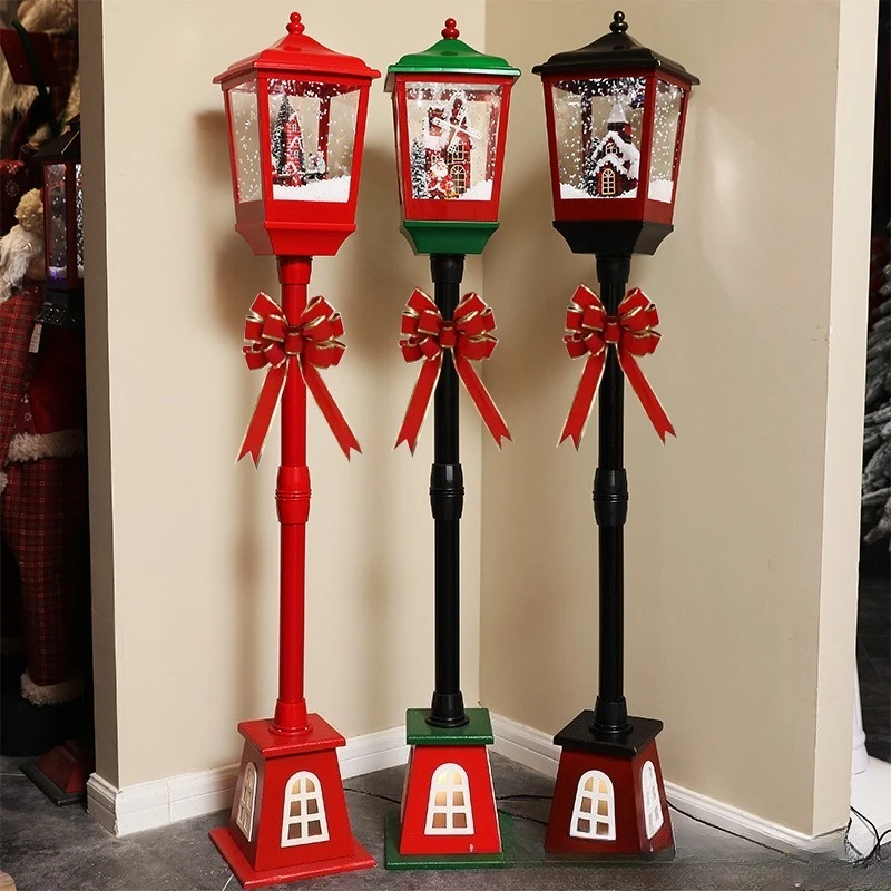 Musical Snowfall Lantern with Santa Snowman Reindeer, Christmas Decor for Hotel Mall Festival Scene
