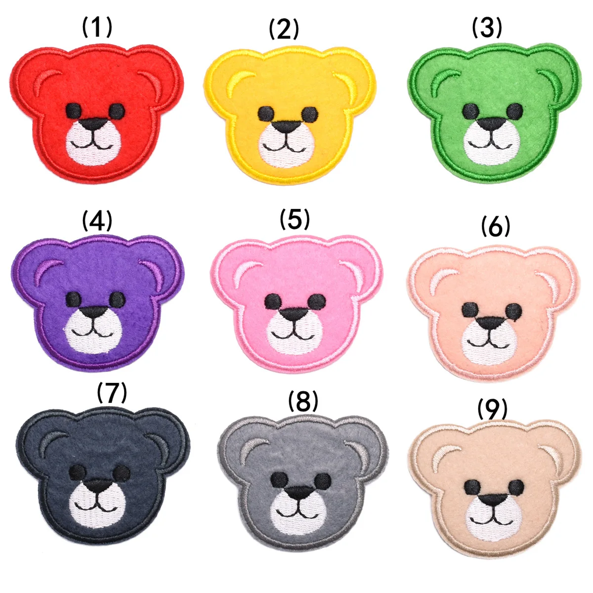 High Quality Cute Bear Head Cartoon Animal Embroidery Patch DIY Children's Clothing Decoration Accessories Patch