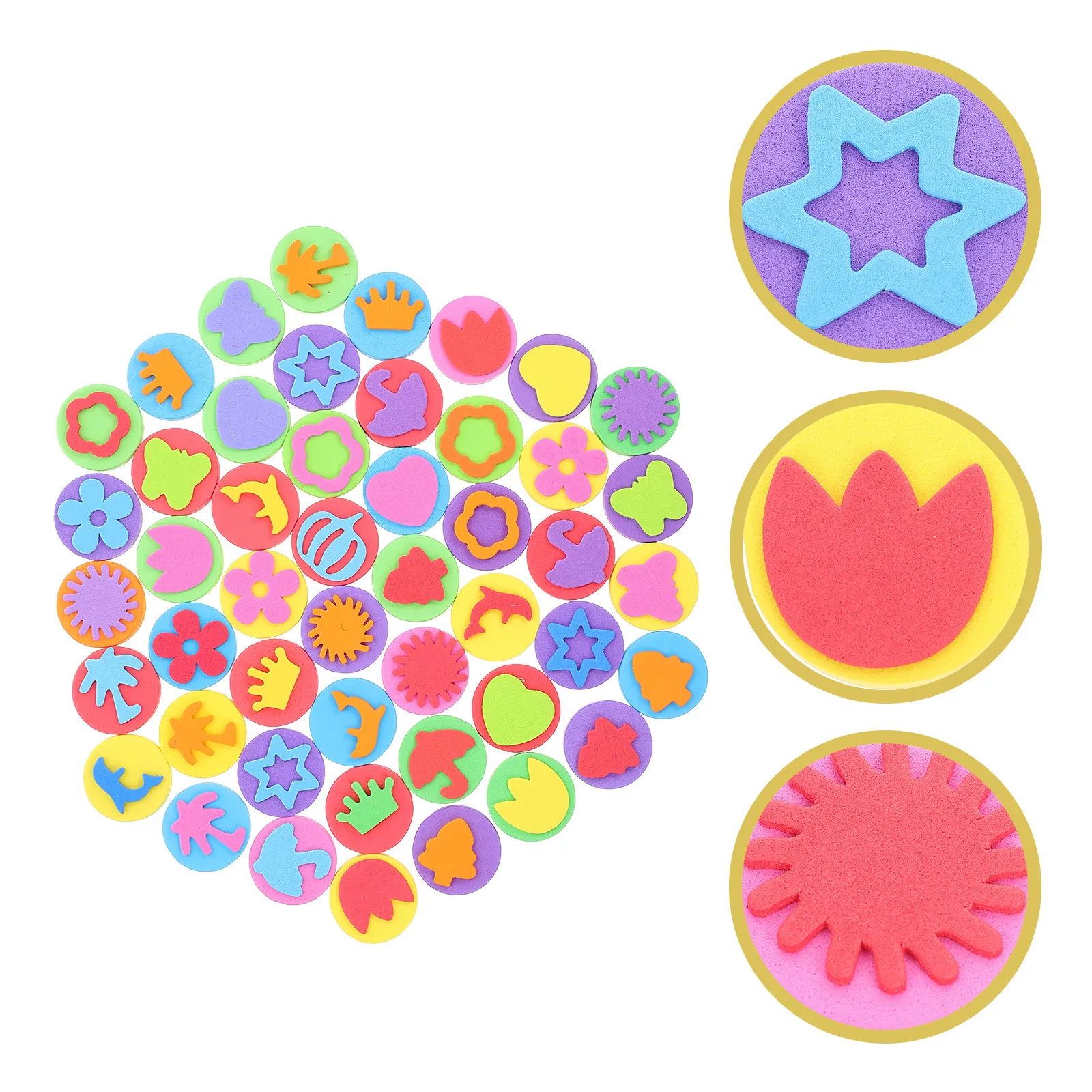 

Набор из 48 креативных штампов для рисования для детей, портативные цветные штампы из ЭВА для творчества, DIY штампы для граффити для дошкольников и детского сада