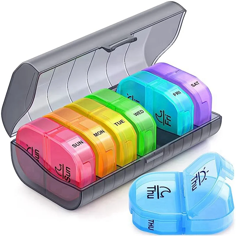 Weekly Pill Organizer with 7 Detachable Pill Case to Hold Medicine, Medication, Vitamins and Fish Oils