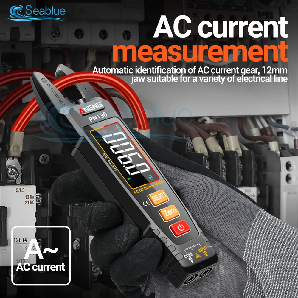 PN130 Intelligent Digital Clamp Meter 4000 Counts AC/DC Voltage Current Protable Multimeter Capacitance Resistance Testers