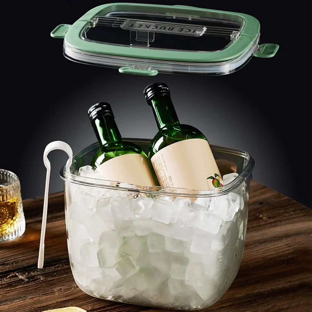 ABXHH Portable Ice Bucket for Freezer with Lid & Ice Tong for Outdoor Camping, Clear Refrigerator Ice Cube Storage Bin