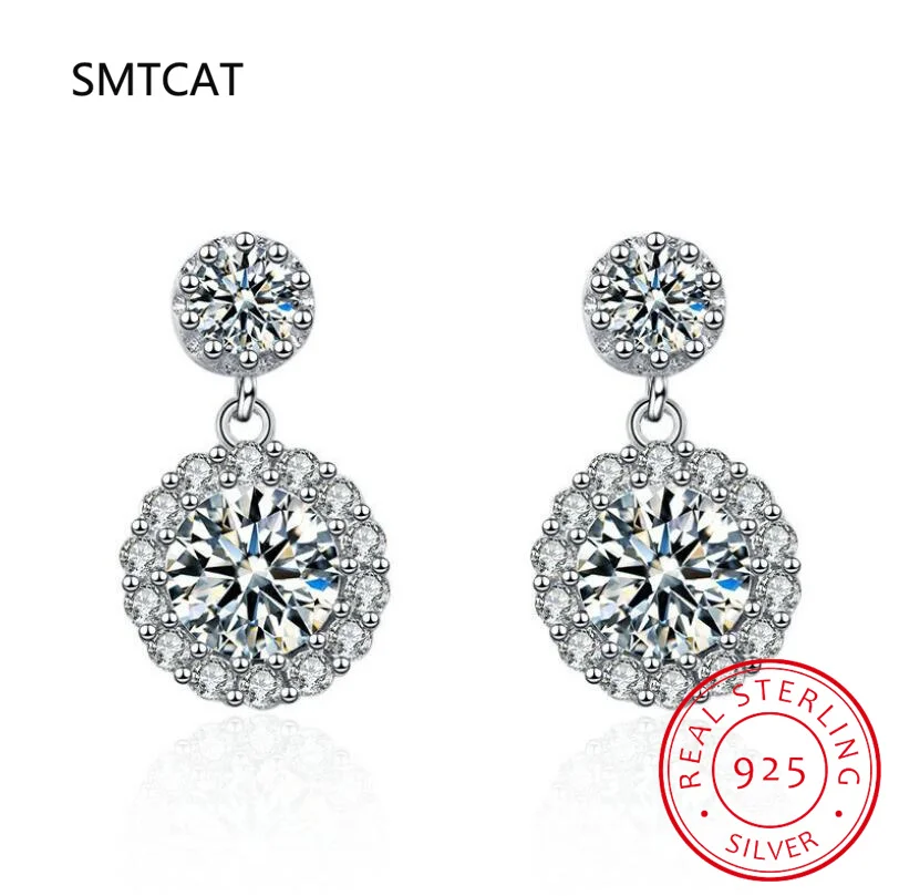 2.6cttw Real D Color 4mm 6.5mm Full Moissanite Pendant Earring For Women S925 Sterling Silver Stud Ear Fine Jewelry