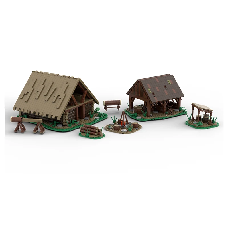 Spot kleine Partikel Moc mittelalter liche Straßen ansicht Hütte Architektur Smart Toy Geschenk Ornament Modell Bausteine