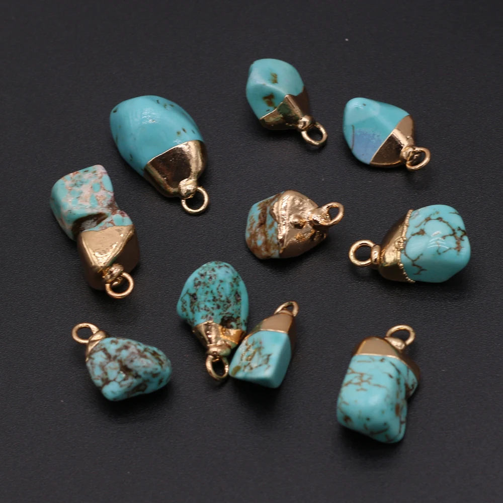 Natural Stones Blue Turquoise Irregular Pendant For Jewelry Making DIY Necklace Earring Accessories Healing Gemstone Charms Gift