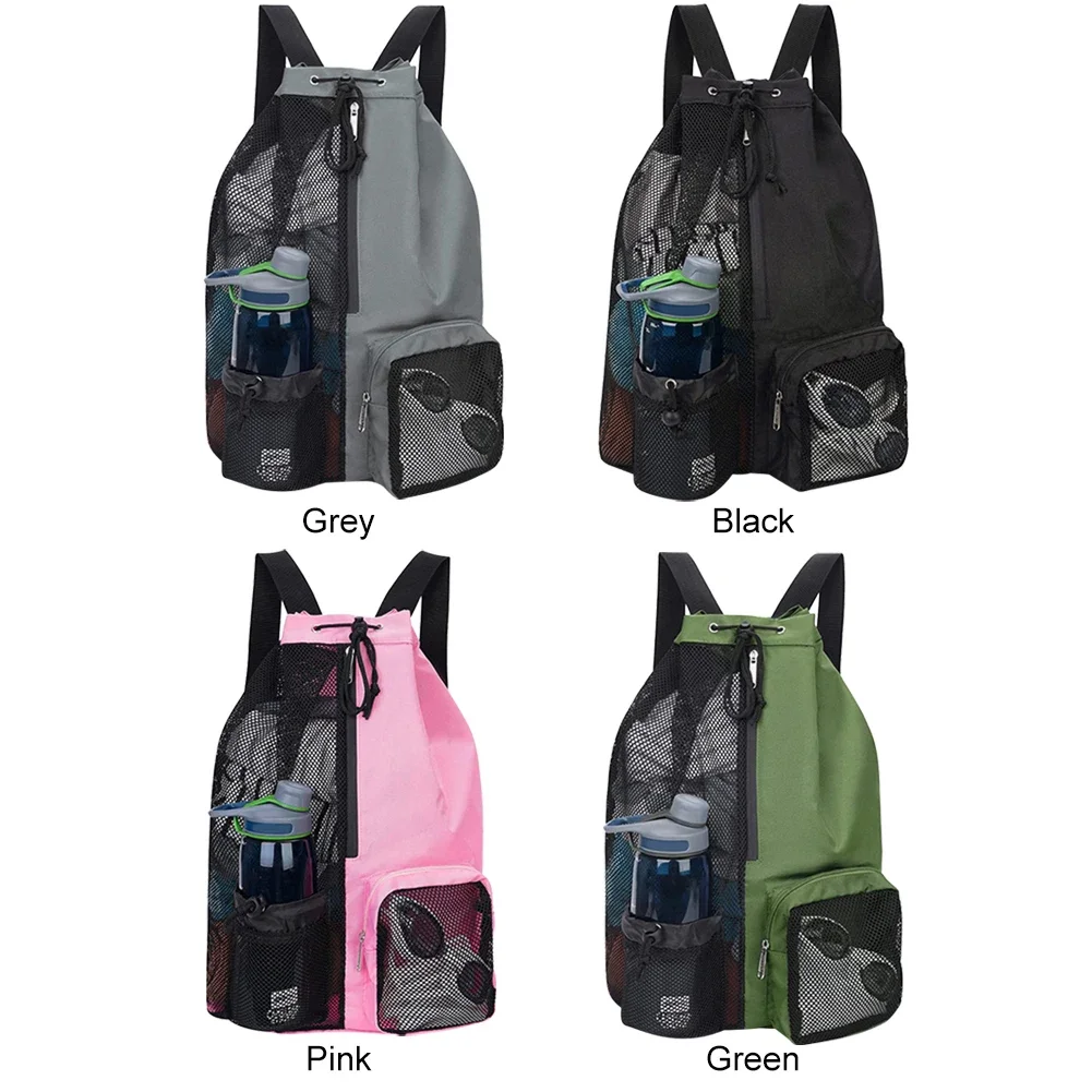 

Sports Gym Bag Drawstring Beach Storage Backpacks with Wet Pockets Thickened Mesh Lightweight Comfortable for Training Equipment