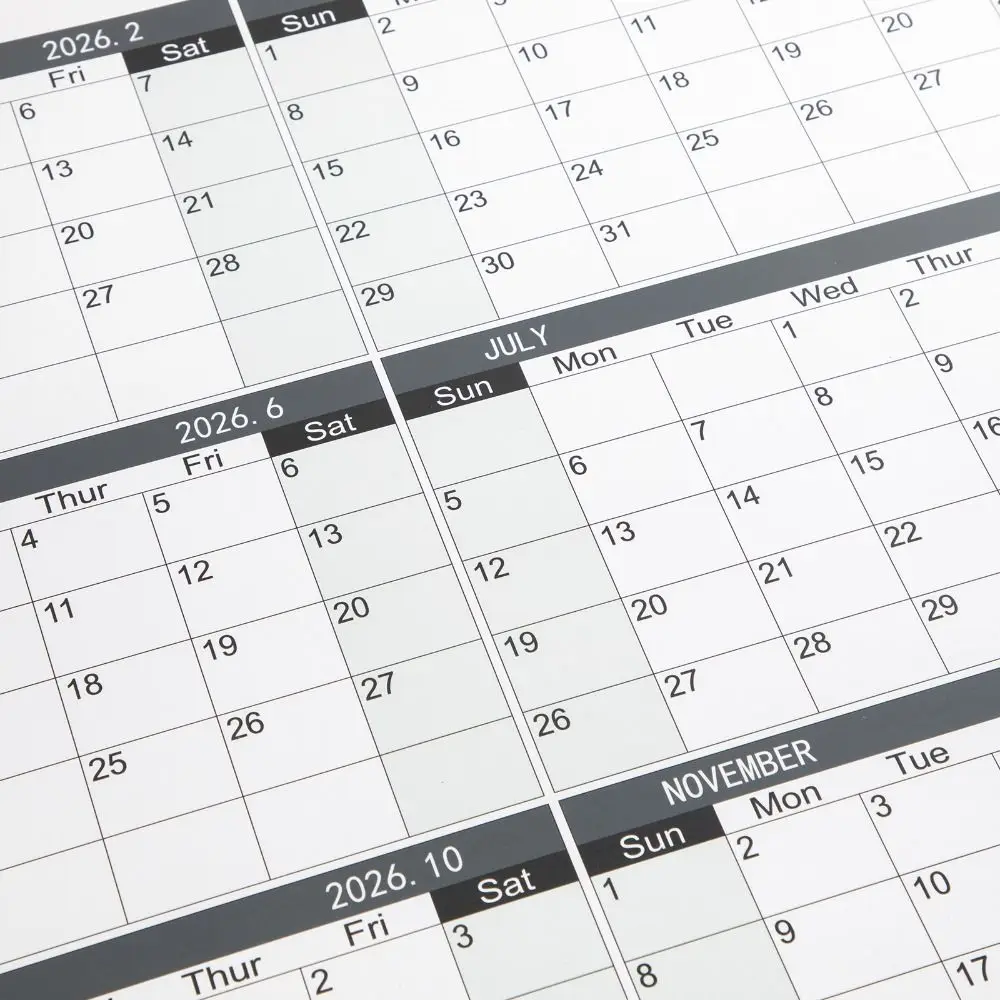 42x100cm 2026 English Calendar Colorful Notes Large Size Calendar INS Creative Monthly Planner Calendar School