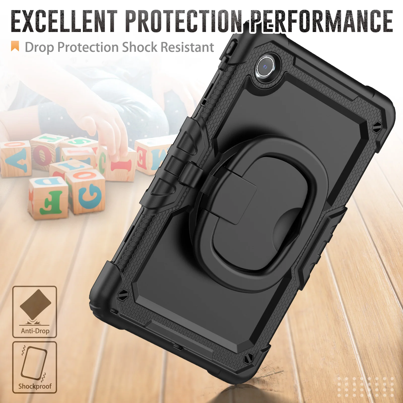 لينوفو تاب M11 / Xiaoxin Pad 11 2024 TB-330FU / TB-331FC حافظة مسنده PC + غطاء لوحي من السيليكون مع حزام - أسود #4