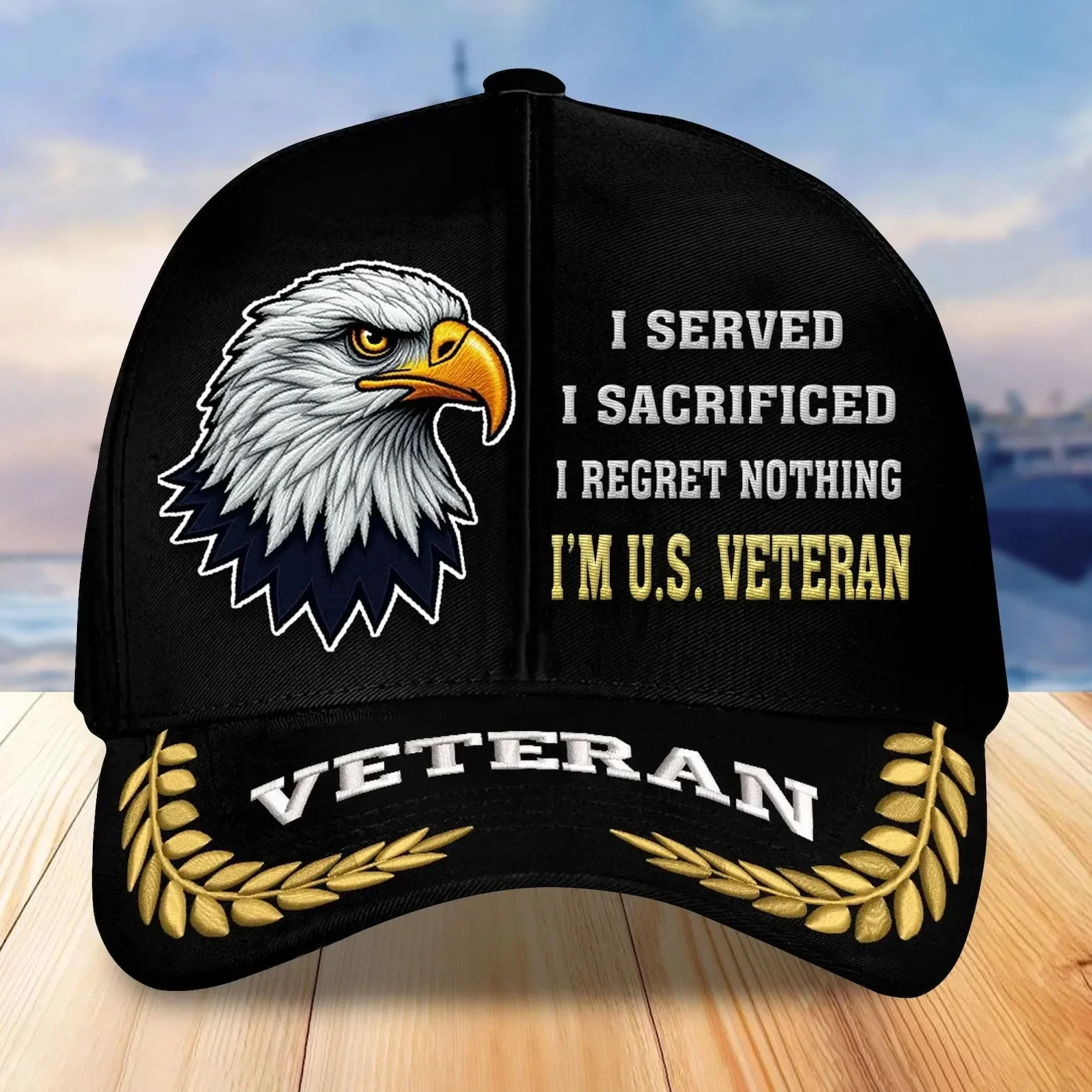 Customization Embroidered Veterans Caps - Bald Eagle Veteran Hat, I'm U.S. Veteran Military Ball Caps, Patriotic Hats, Retiremen