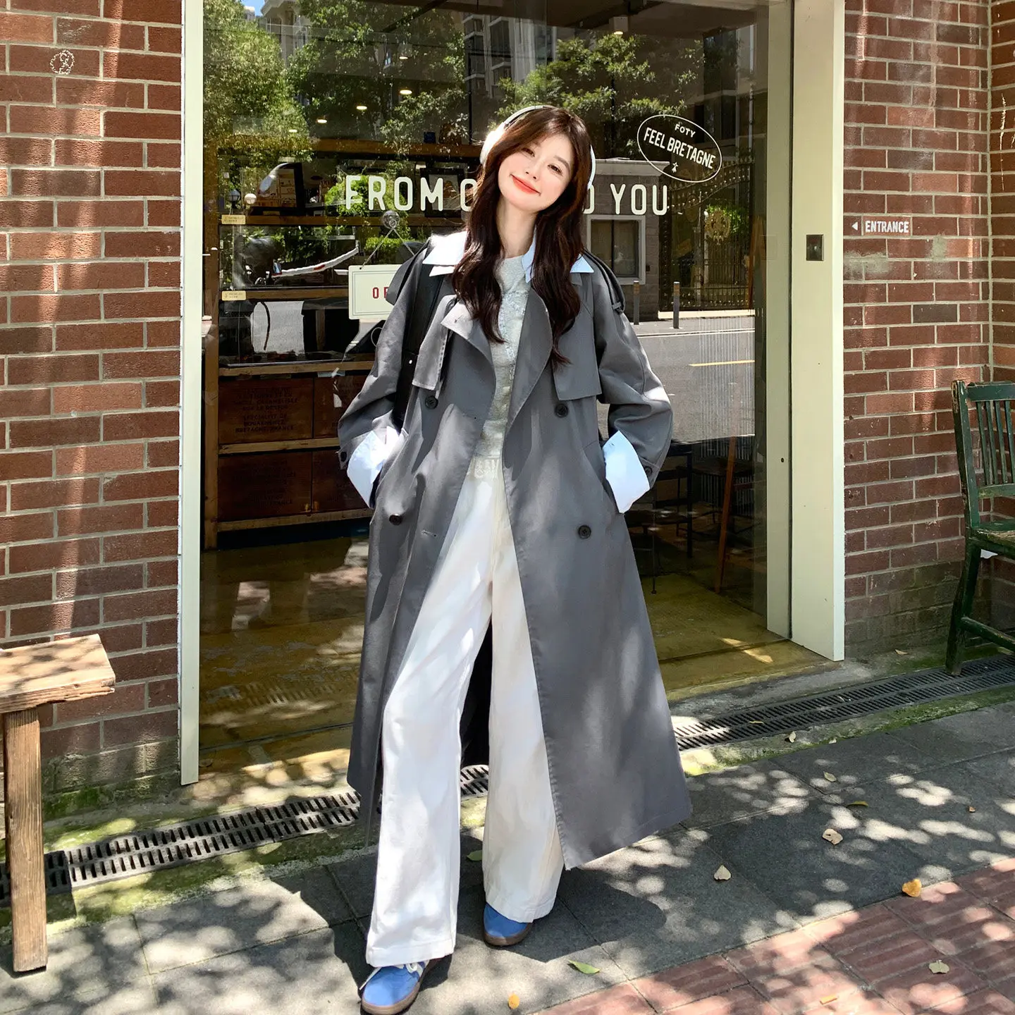 

SuperAen Korean-style Women's Lace-up Long Coats 2026 Spring New Fashion Single-breasted Loose Patchwork Trench Coats