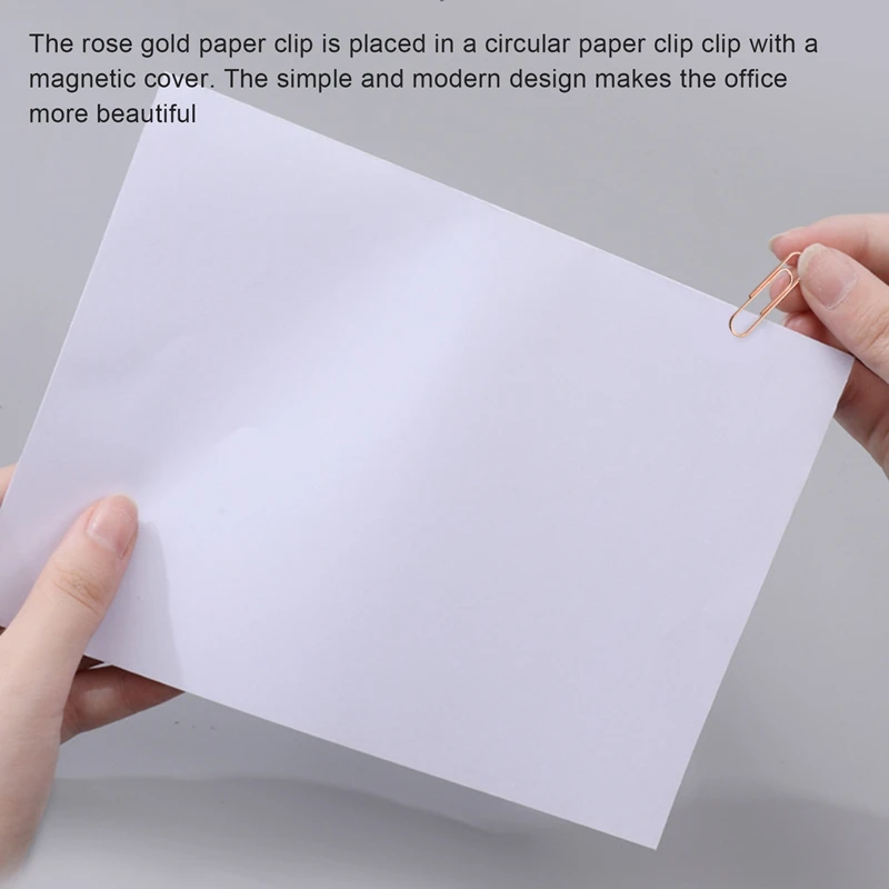 100 Paper Clips In Rose Gold Magnetic Clip Dispenser, Rose Gold Paper Clips Holder, 28Mm, Rose Gold, 100 Clips Per Box