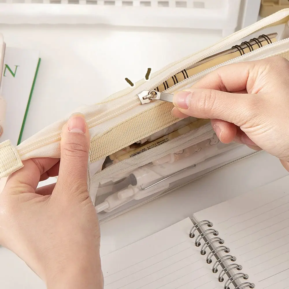 

Portable Six-Layer Pencil Bag Transparent Large Capacity PVC Storage Organizer Stationery Supplies Pen Case Students