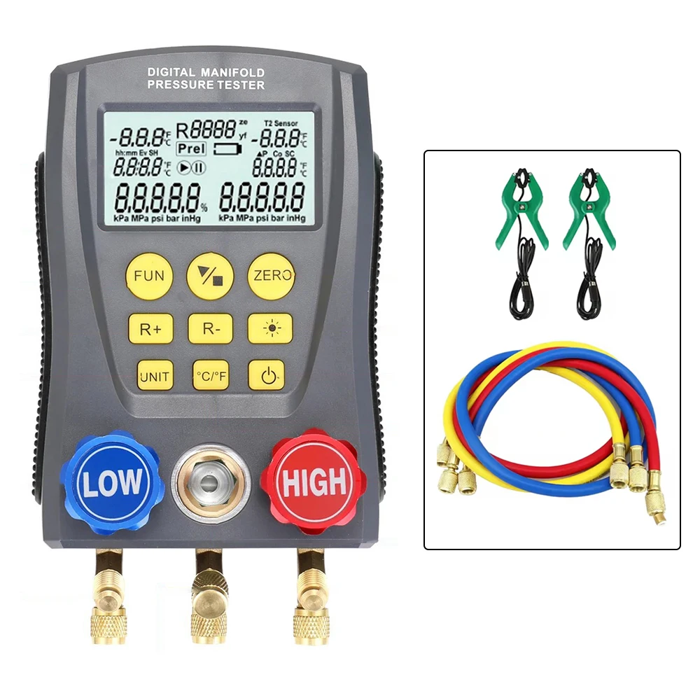 Podofo Koeltechniek Digitale Manifoldmeter Multifunctionele Vacuümdruktester Airconditioning Temperatuurtester