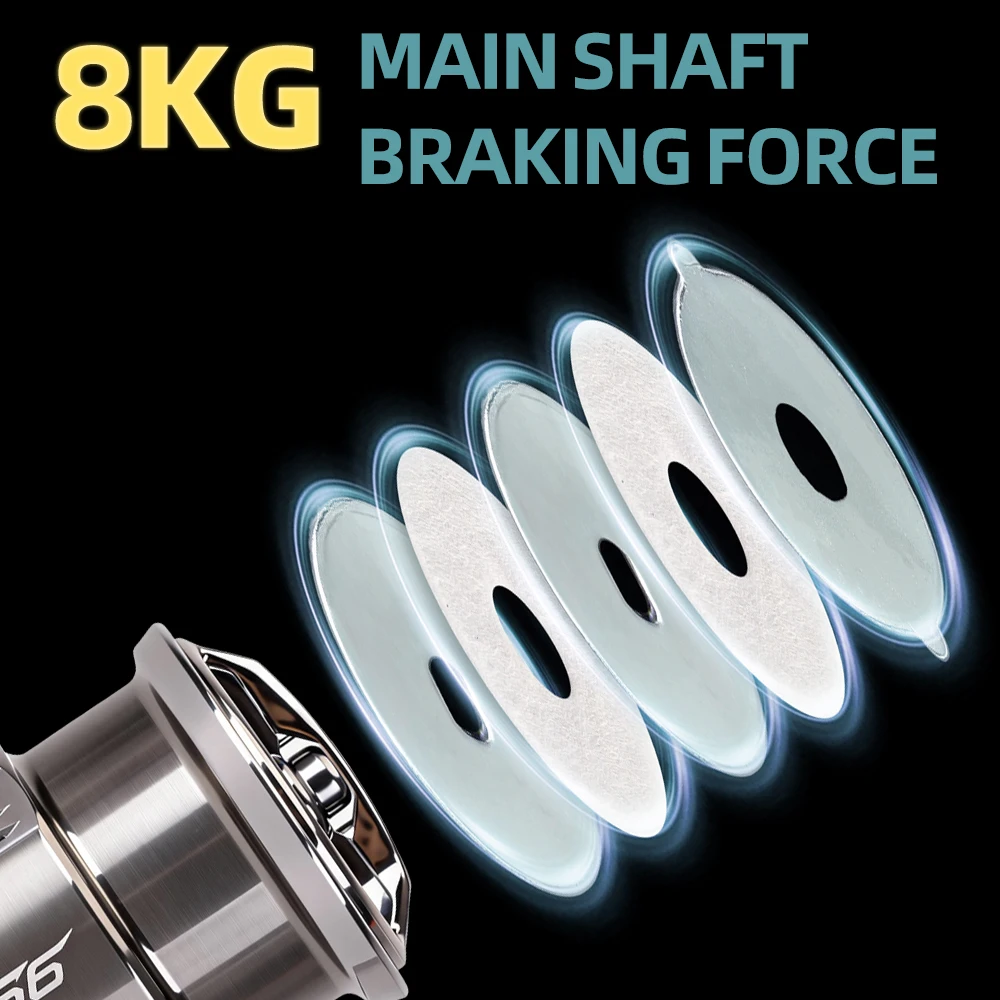 FISHINGFANS S6 4+1BB Galvanisierte 8kg Bremskraft 5,2:1 Übersetzung Metall-Spinnrolle Korrosionsbeständig für Salzwasser-Angeln – Detail 10