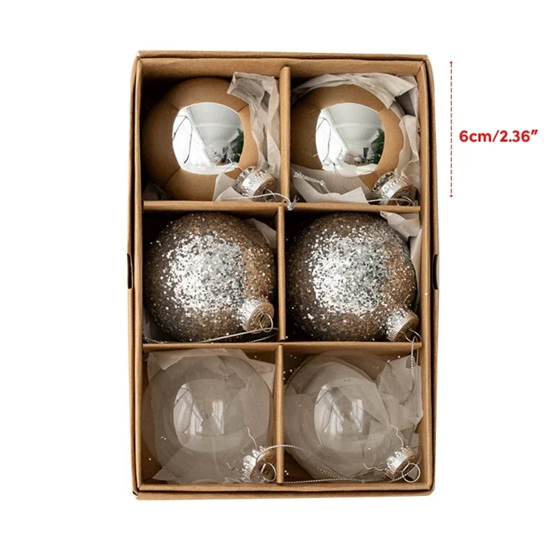 Pack of 6 Exquisite Glass Christmas Bauble Balls Ornaments Create Festive Atmospheres at Homes Festival Party Drop Shipping