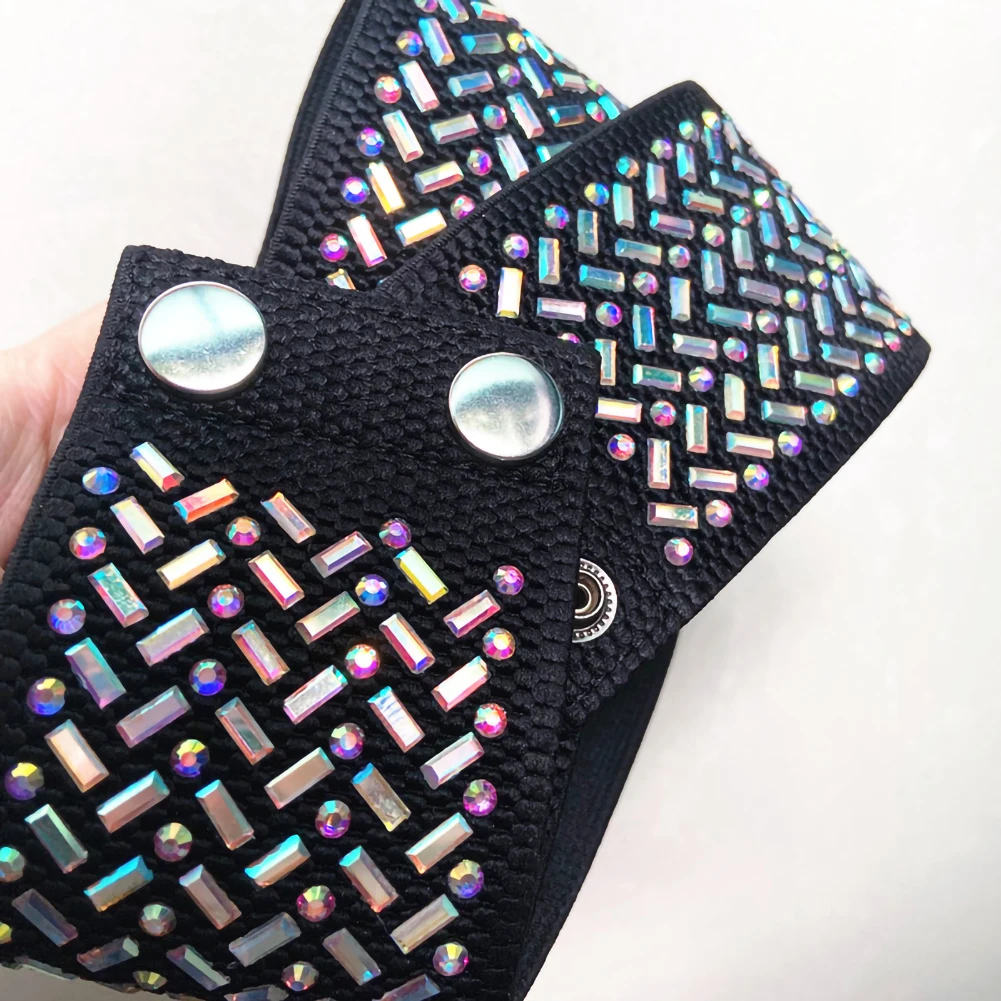 Cinturón nuevo de baile latino para mujer, negro, con diamantes de imitación, combina con todo, Samba, cadena de cintura con diamantes completos, accesorios de baile, cinturón para falda de baile