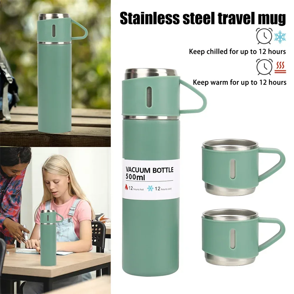Le Vacuum Cup: 304 Stainless Steel Insulated Thermos with Three Lids - 24-Hour Hot/Cold Retention for Office and Business