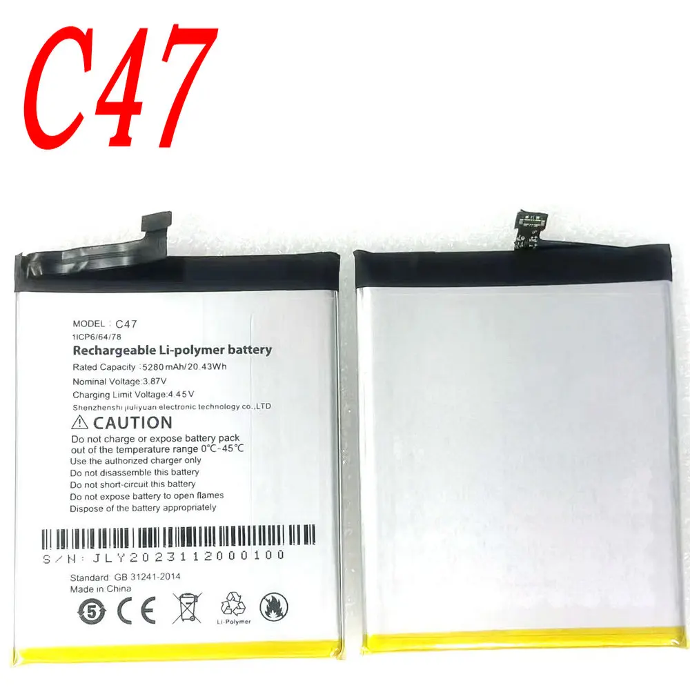 New High Capacity C47 Battery For CUBOT King Kong AX Mobile Phone 1ICP6/64/78 3.87V 5280mAh