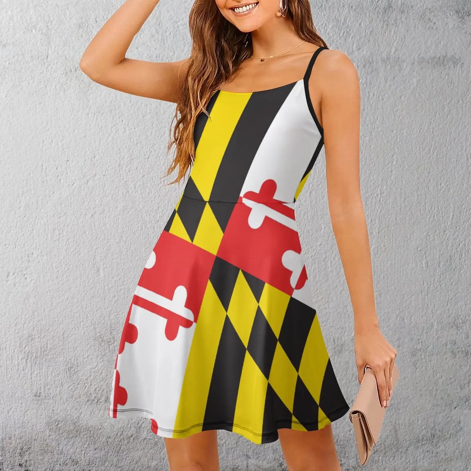 MARYLAND FLAG Strappy Dress para Mulheres, Sling Dress, Joke Clothing, Cocktails, Qualidade Superior, Sexy