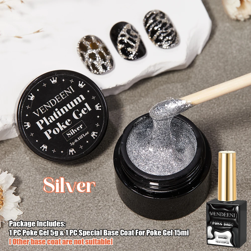 Vendeeni paillettes or argent Poke Poke Gel vernis à ongles vague Texture dentelle modélisation UV platine peinture Gel vernis pour Nail Art
