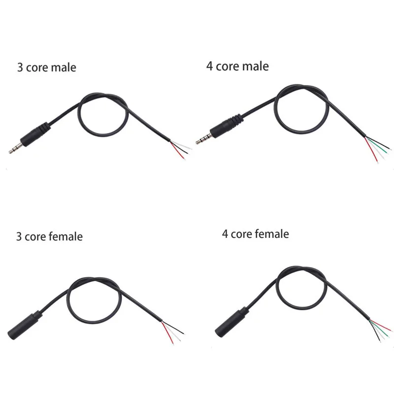 1/5pcs 3.5MM 3 Pin 4 Core Male Female Audio Extension Cable Aux Single Head Line 3.5mm Stereo 3 4 wires diy Audio Output Line B3