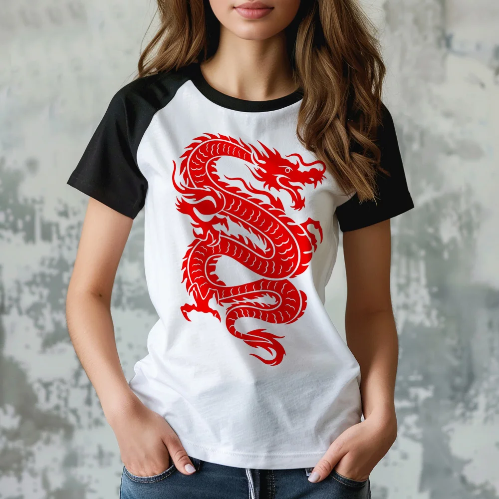 

Dragon Tee women anime summer streetwear top female 2000s Japanese designer clothing