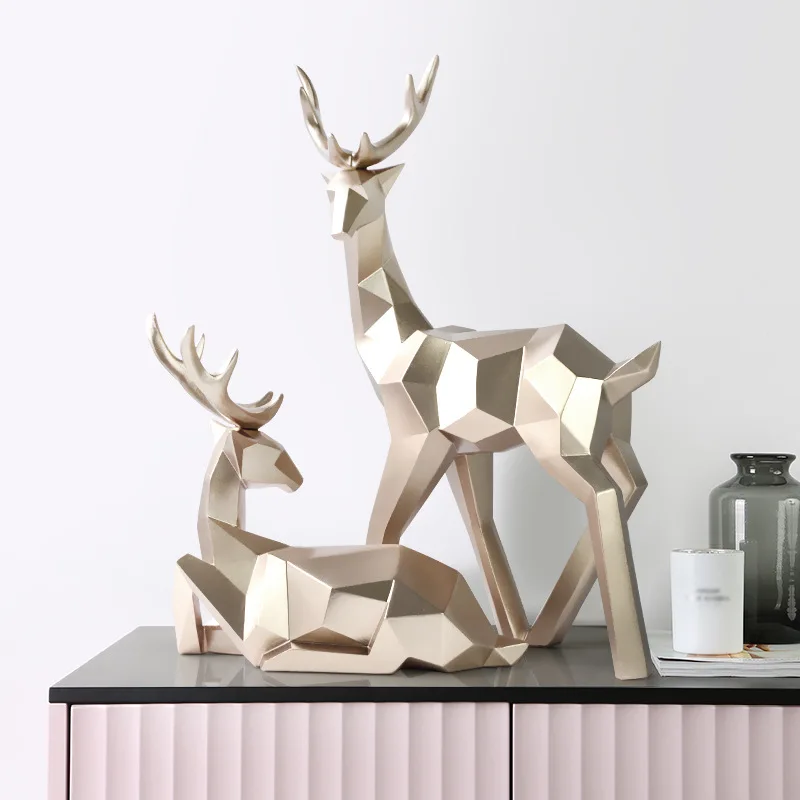 Resin Deer Statue Home Decor Figurines Reindeer Sculpture White Deers Decor Office Home Living Room Decoration Tabletop