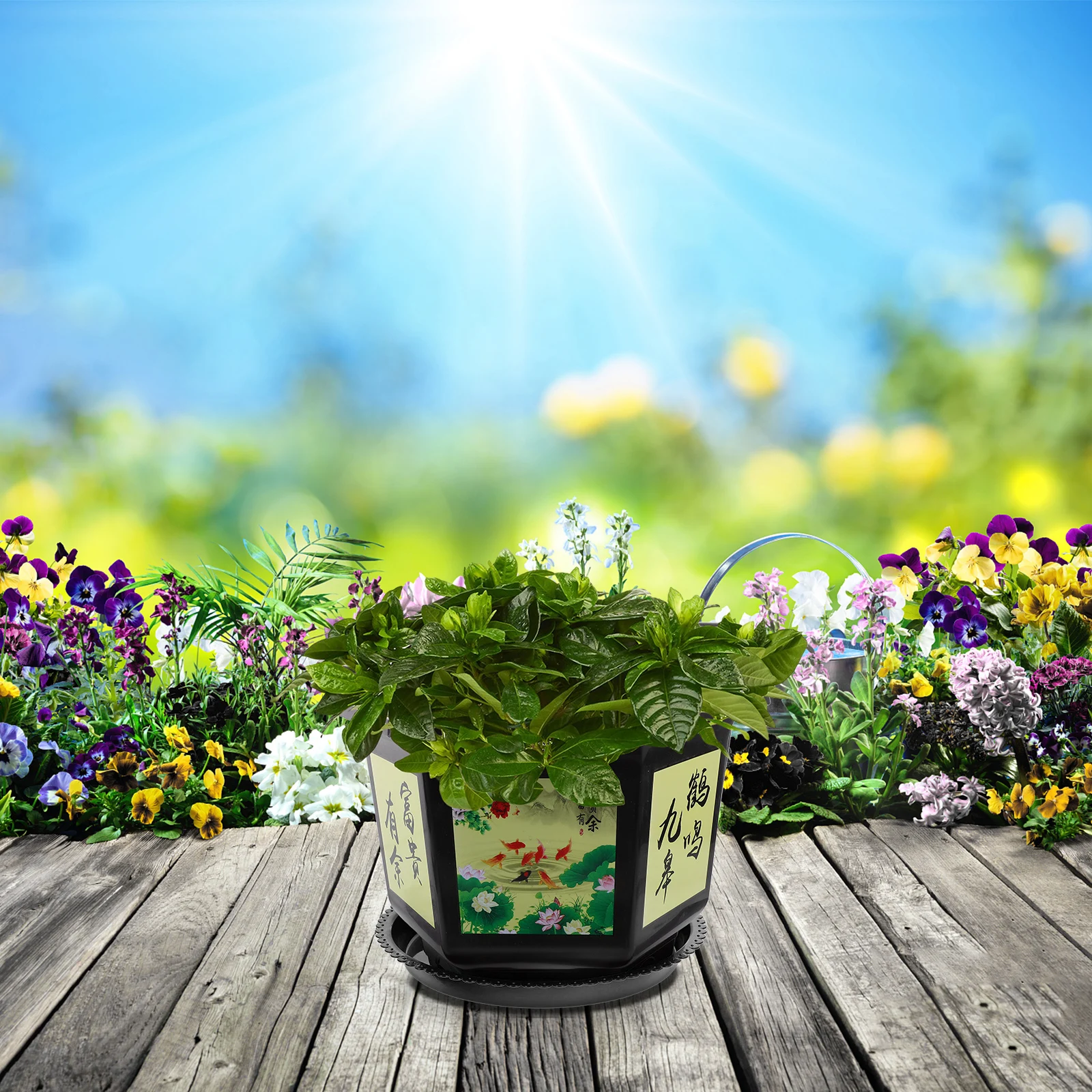 

1 set Hexagonal Balcony Bonsai Flower Pots Plastic Planters Succulent Containers Home Decoration Gifts Bonsai Tray Planting Pots