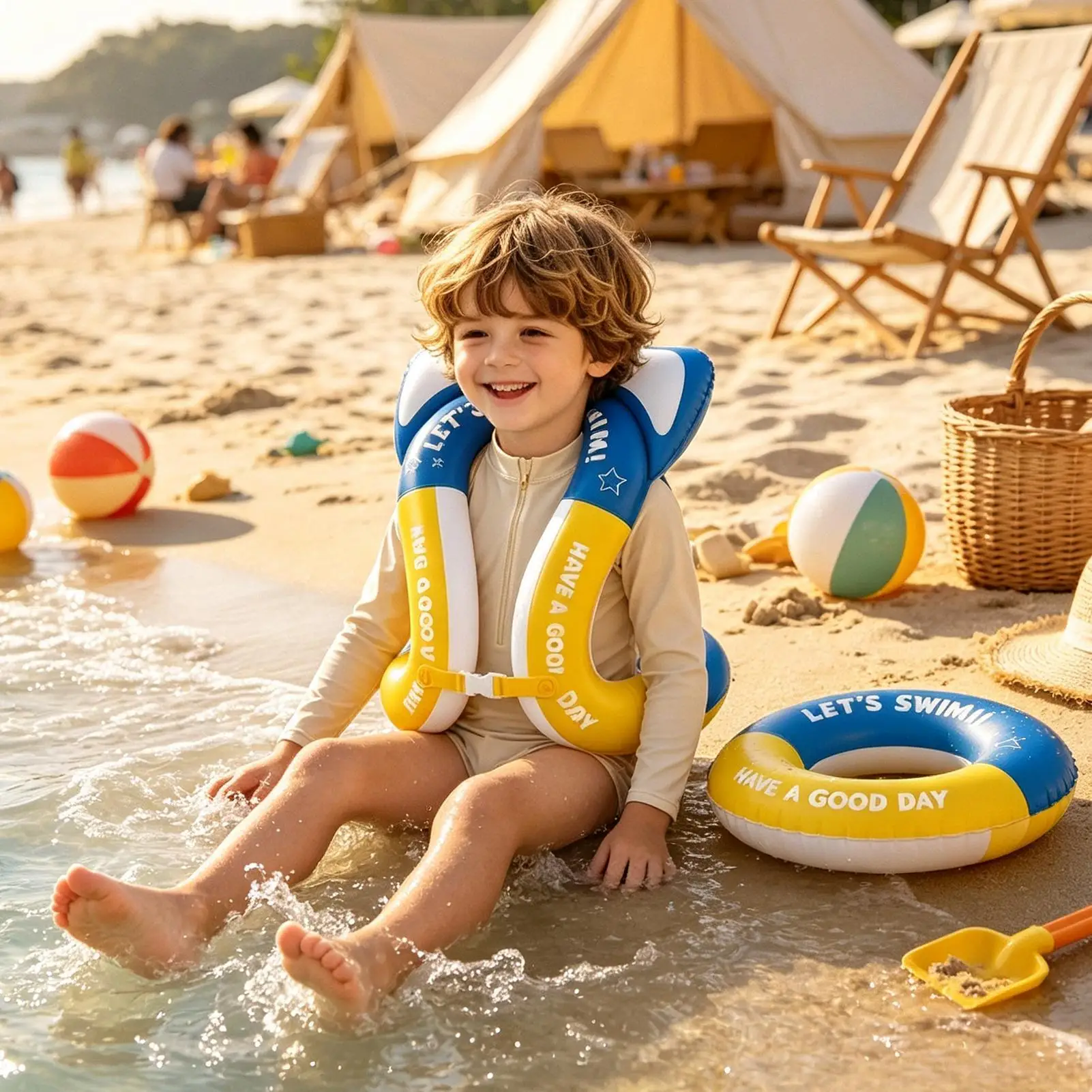 Child Swim Vest Wearable Float Swimming Ring With Adjustable Safety Buckle Kids Float Vest For Boys Girls Bath Time Beach Lake