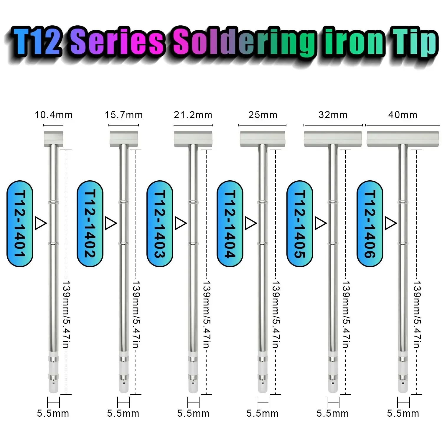 Original T12-1401 1402 1403 1405 1406 Shovel shaped Soldering iron tip for FX-950 951 and T12 series Soldering Station share