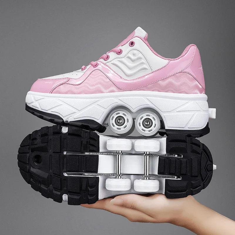 

Deformation Parkour Shoes Four Wheels Rounds Of Running Shoes 2023 Casual Sneakers Unisex Deform Roller Shoes Skating