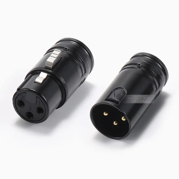 20Pcs/200pcs 3Pin XLR High-Quality Black Shell Gold pin Short Professional 3 Pin Right Angle XLR Male Female Plug Three Cores