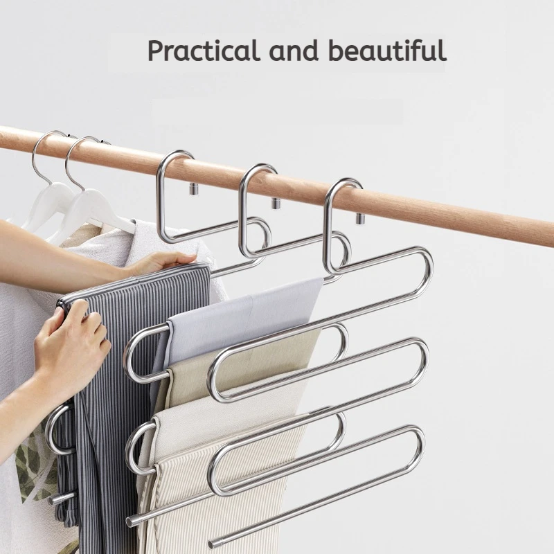 5 Layers Multi-functional Clothes Hangers Non-slip Pant Storage Rack Cloth Rack with Multiple Functions for Hanging and Storage