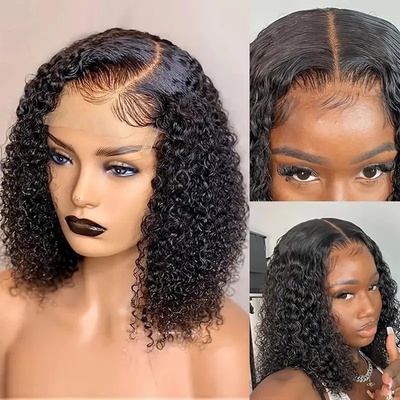 

Front Lace Bob for Black Women Small Short Curly Hair Afro Fluffy Natural Full Wig